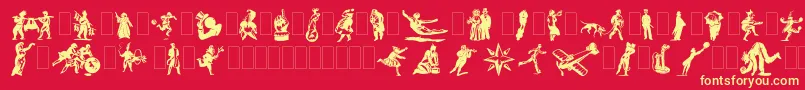 Dfprimitivestwo Font – Yellow Fonts on Red Background