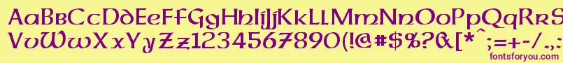 DalelandsUncial Font – Purple Fonts on Yellow Background