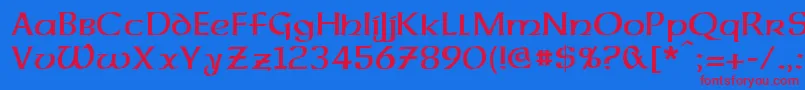 フォントDalelandsUncial – 赤い文字の青い背景