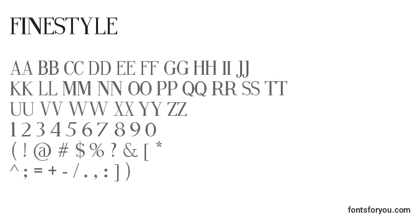 Шрифт FineStyle – алфавит, цифры, специальные символы