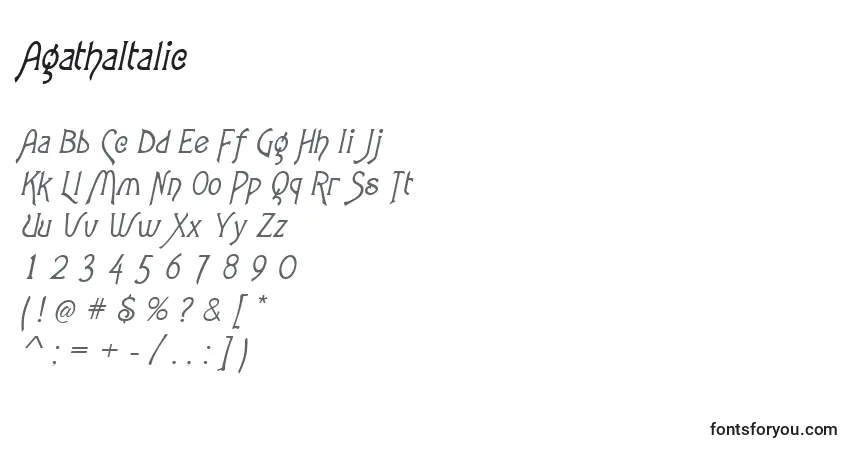 Schriftart AgathaItalic – Alphabet, Zahlen, spezielle Symbole