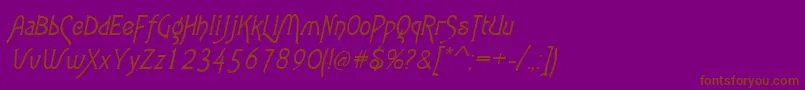AgathaItalic-Schriftart – Braune Schriften auf violettem Hintergrund