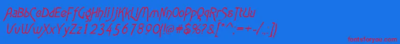 AgathaItalic-Schriftart – Rote Schriften auf blauem Hintergrund