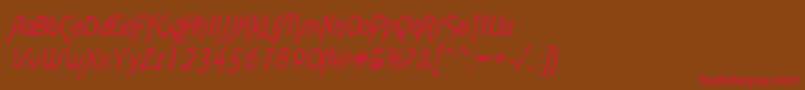 フォントAgathaItalic – 赤い文字が茶色の背景にあります。