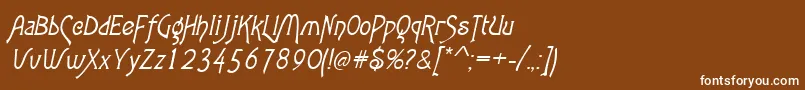 AgathaItalic-fontti – valkoiset fontit ruskealla taustalla