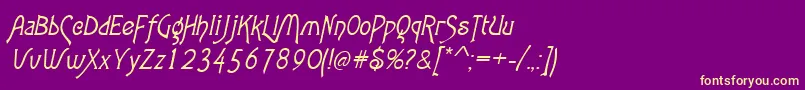 AgathaItalic-fontti – keltaiset fontit violetilla taustalla