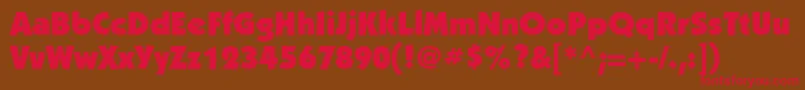 フォントKabelultrac – 赤い文字が茶色の背景にあります。