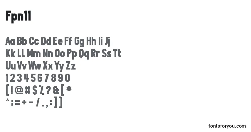 Schriftart Fpn11 – Alphabet, Zahlen, spezielle Symbole