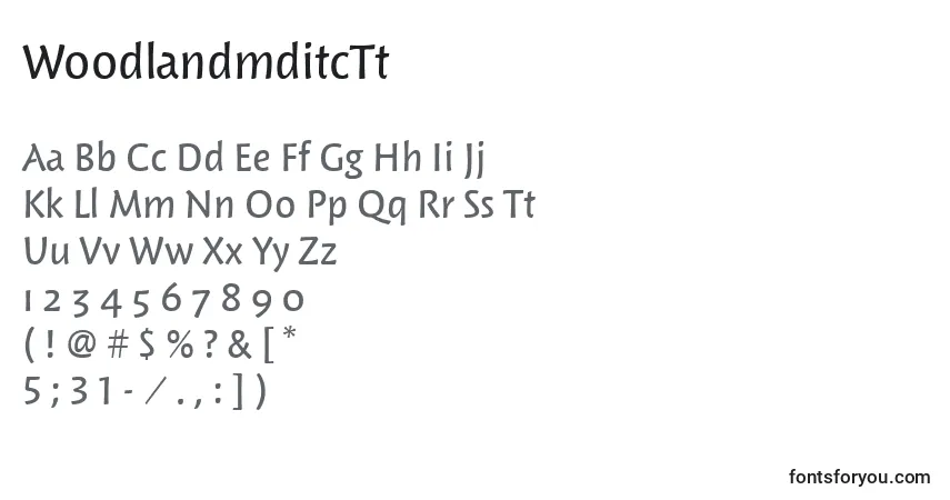 WoodlandmditcTtフォント–アルファベット、数字、特殊文字