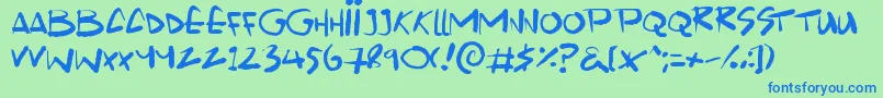 Scrawlamajig Font – Blue Fonts on Green Background