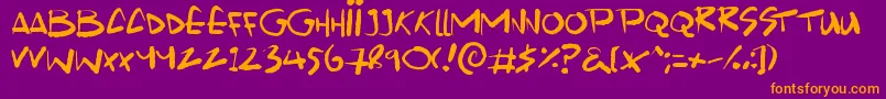 Scrawlamajig Font – Orange Fonts on Purple Background