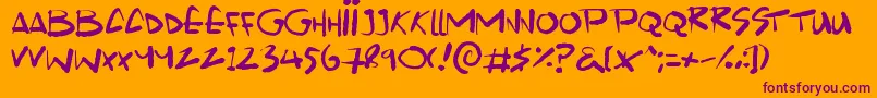 Scrawlamajig Font – Purple Fonts on Orange Background