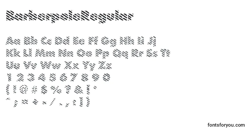 Шрифт BarberpoleRegular – алфавит, цифры, специальные символы