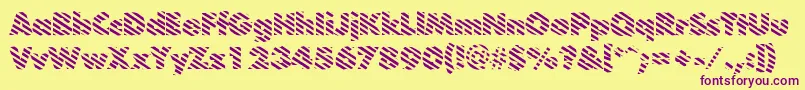 BarberpoleRegular-Schriftart – Violette Schriften auf gelbem Hintergrund