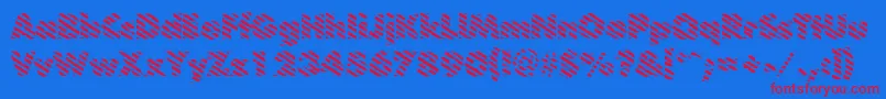 フォントBarberpoleRegular – 赤い文字の青い背景