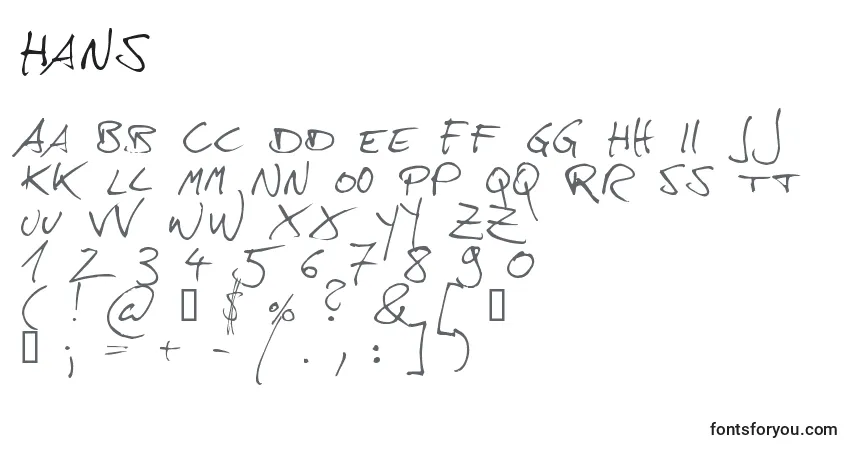Fuente Hans - alfabeto, números, caracteres especiales