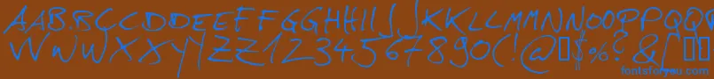 Hans Font – Blue Fonts on Brown Background