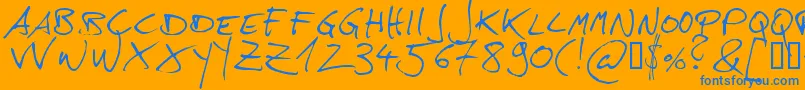 フォントHans – オレンジの背景に青い文字