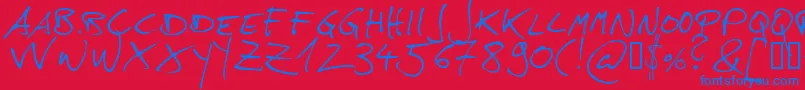 Hans-fontti – siniset fontit punaisella taustalla