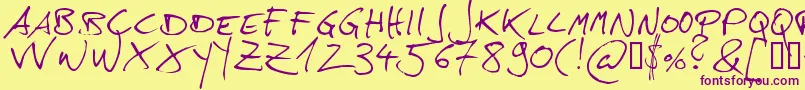 Hans Font – Purple Fonts on Yellow Background