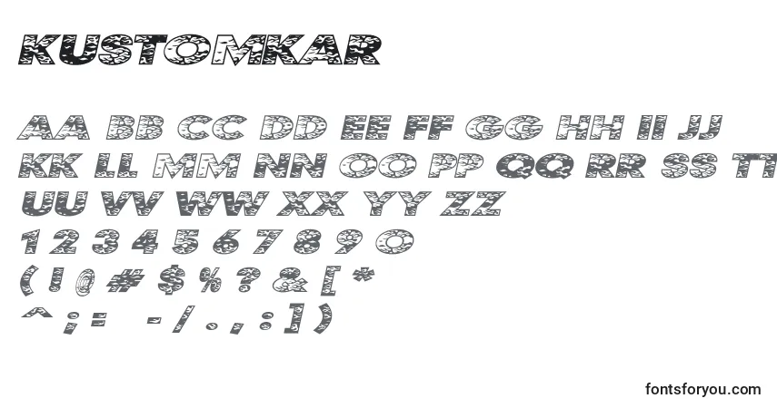 Шрифт KustomKar – алфавит, цифры, специальные символы