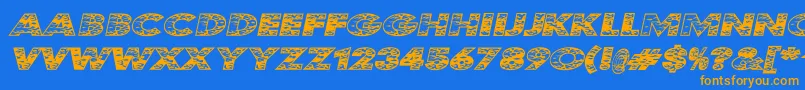 KustomKar Font – Orange Fonts on Blue Background