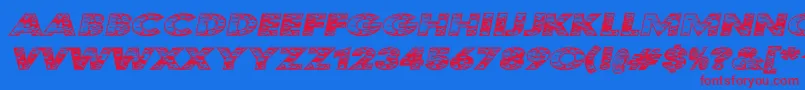 KustomKar Font – Red Fonts on Blue Background