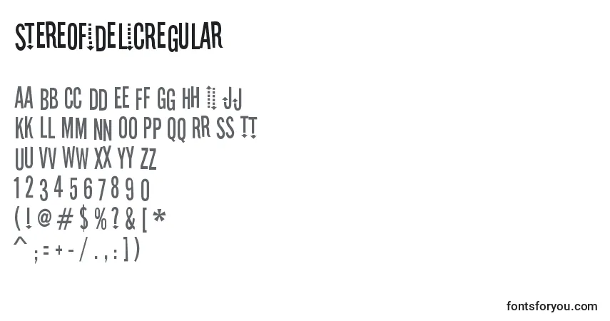 Schriftart StereofidelicRegular – Alphabet, Zahlen, spezielle Symbole