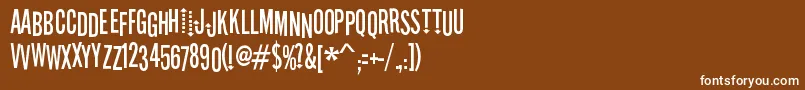 StereofidelicRegular-Schriftart – Weiße Schriften auf braunem Hintergrund