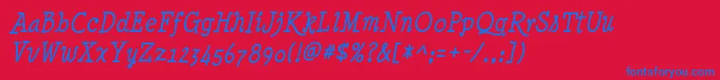 Minyanouvelle Italic-fontti – siniset fontit punaisella taustalla
