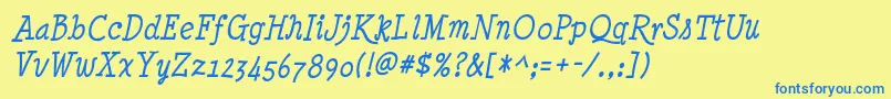 Minyanouvelle Italic Font – Blue Fonts on Yellow Background