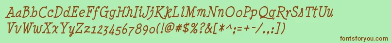 Minyanouvelle Italic Font – Brown Fonts on Green Background