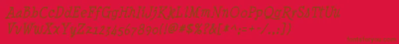 フォントMinyanouvelle Italic – 赤い背景に茶色の文字