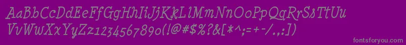 Czcionka Minyanouvelle Italic – szare czcionki na fioletowym tle