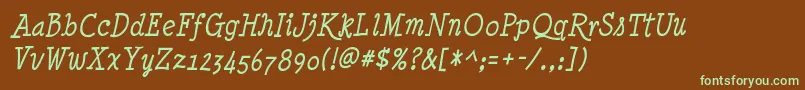 More about Minyanouvelle Italic Font Minyanouvelle Italic Font – Green Fonts on Brown Background