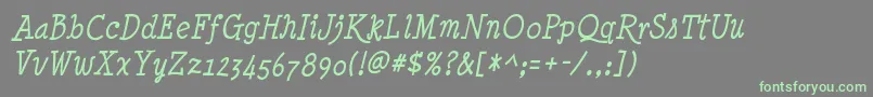 フォントMinyanouvelle Italic – 灰色の背景に緑のフォント
