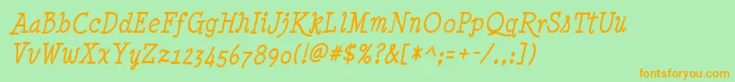 Minyanouvelle Italic Font – Orange Fonts on Green Background
