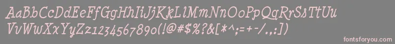 Weitere Informationen zur Minyanouvelle Italic-Schriftart Minyanouvelle Italic-Schriftart – Rosa Schriften auf grauem Hintergrund