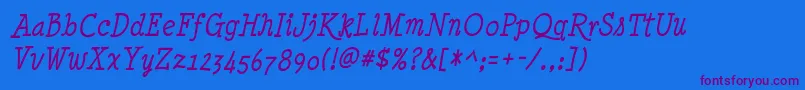 Minyanouvelle Italic Font – Purple Fonts on Blue Background