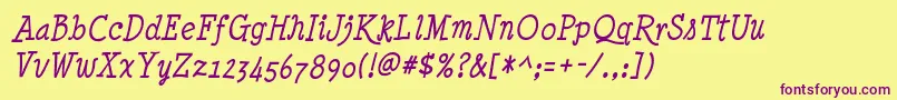 Minyanouvelle Italic Font – Purple Fonts on Yellow Background