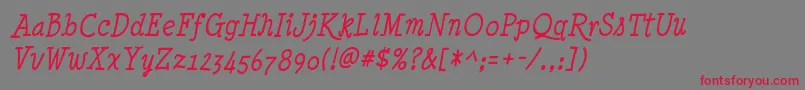 Minyanouvelle Italic-Schriftart – Rote Schriften auf grauem Hintergrund