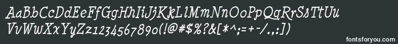 フォントMinyanouvelle Italic – 黒い背景に白い文字