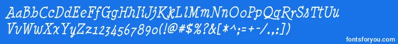 フォントMinyanouvelle Italic – 青い背景に白い文字