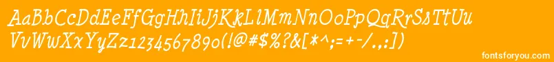 Minyanouvelle Italic-Schriftart – Weiße Schriften auf orangefarbenem Hintergrund