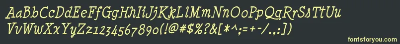 Шрифт Minyanouvelle Italic – жёлтые шрифты на чёрном фоне