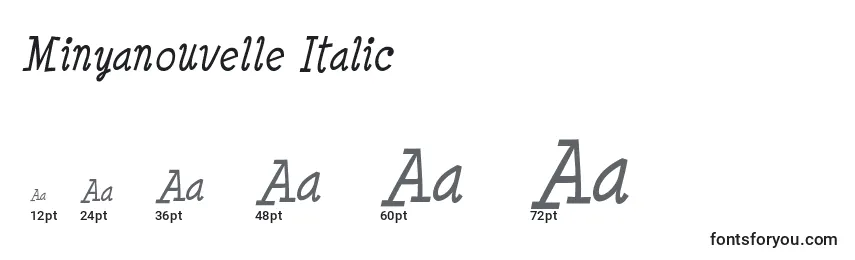 Minyanouvelle Italic-fontin koot
