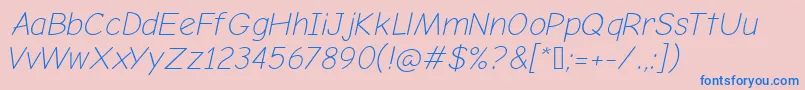 フォントComicNeueLightOblique – ピンクの背景に青い文字