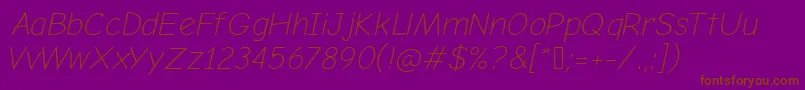 ComicNeueLightOblique Font – Brown Fonts on Purple Background