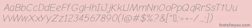 Шрифт ComicNeueLightOblique – серые шрифты на розовом фоне