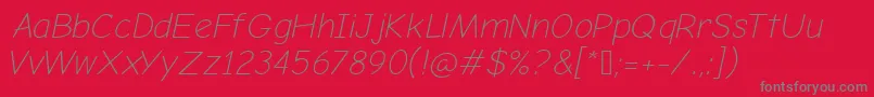Шрифт ComicNeueLightOblique – серые шрифты на красном фоне